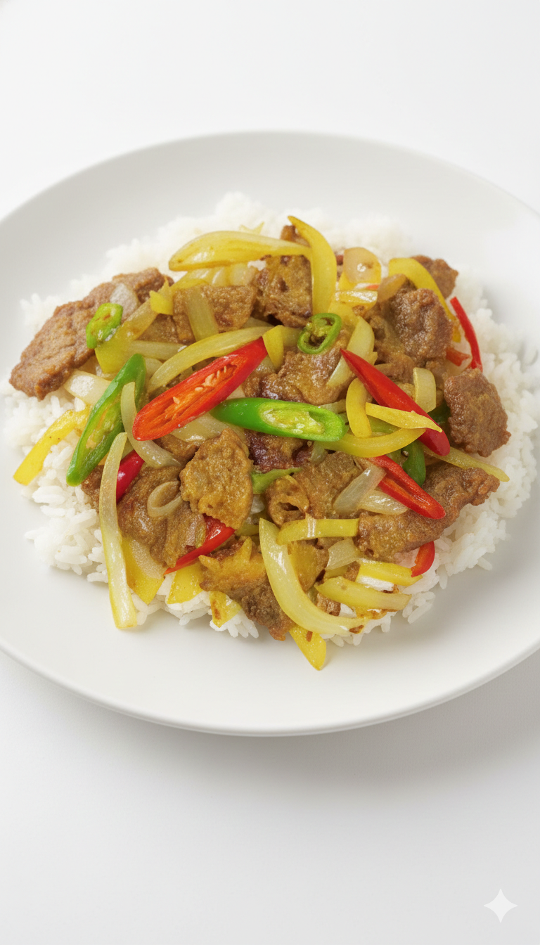 ข้าวเนื้อทอดขมิ้น