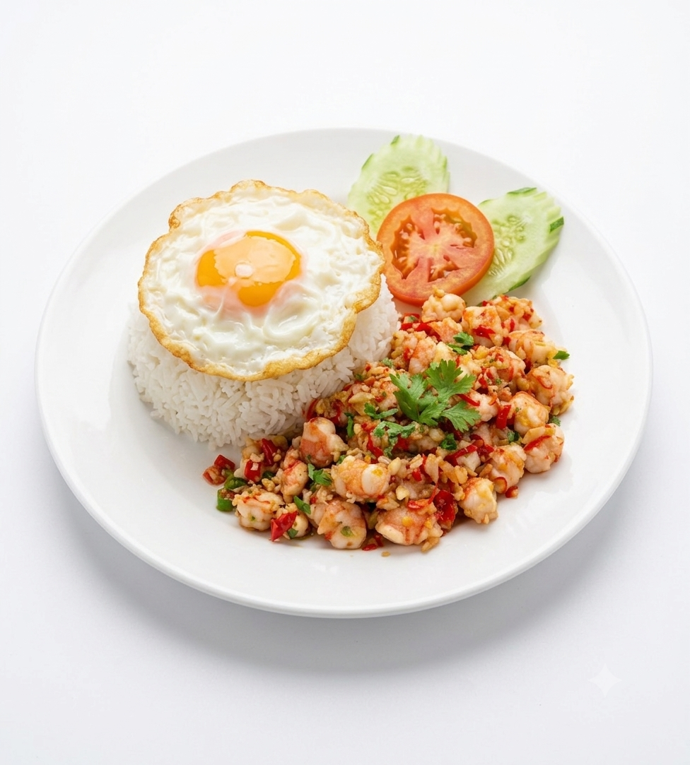 ข้าวกุ้งคั่วพริกเกลือ(เมนูใหม่)